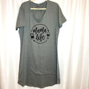Instant Message Graphic Gray Jersey Tee Shirt Dress Mama Life  Womens 1X